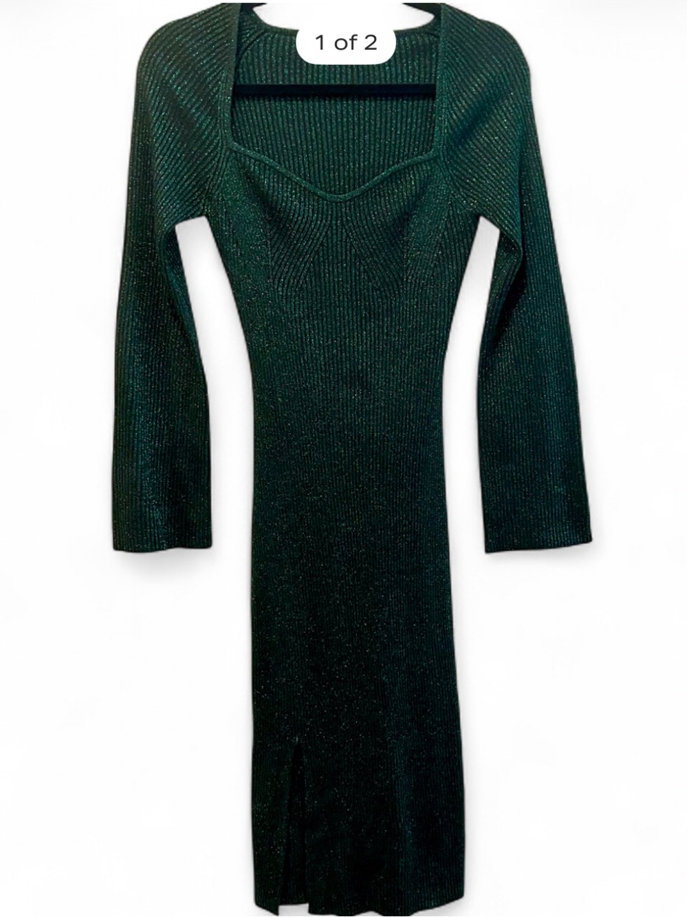 Emerald Green Bellsleeve Fairygoth Occult Glam Vampirecore Sparkle Midi Dress
